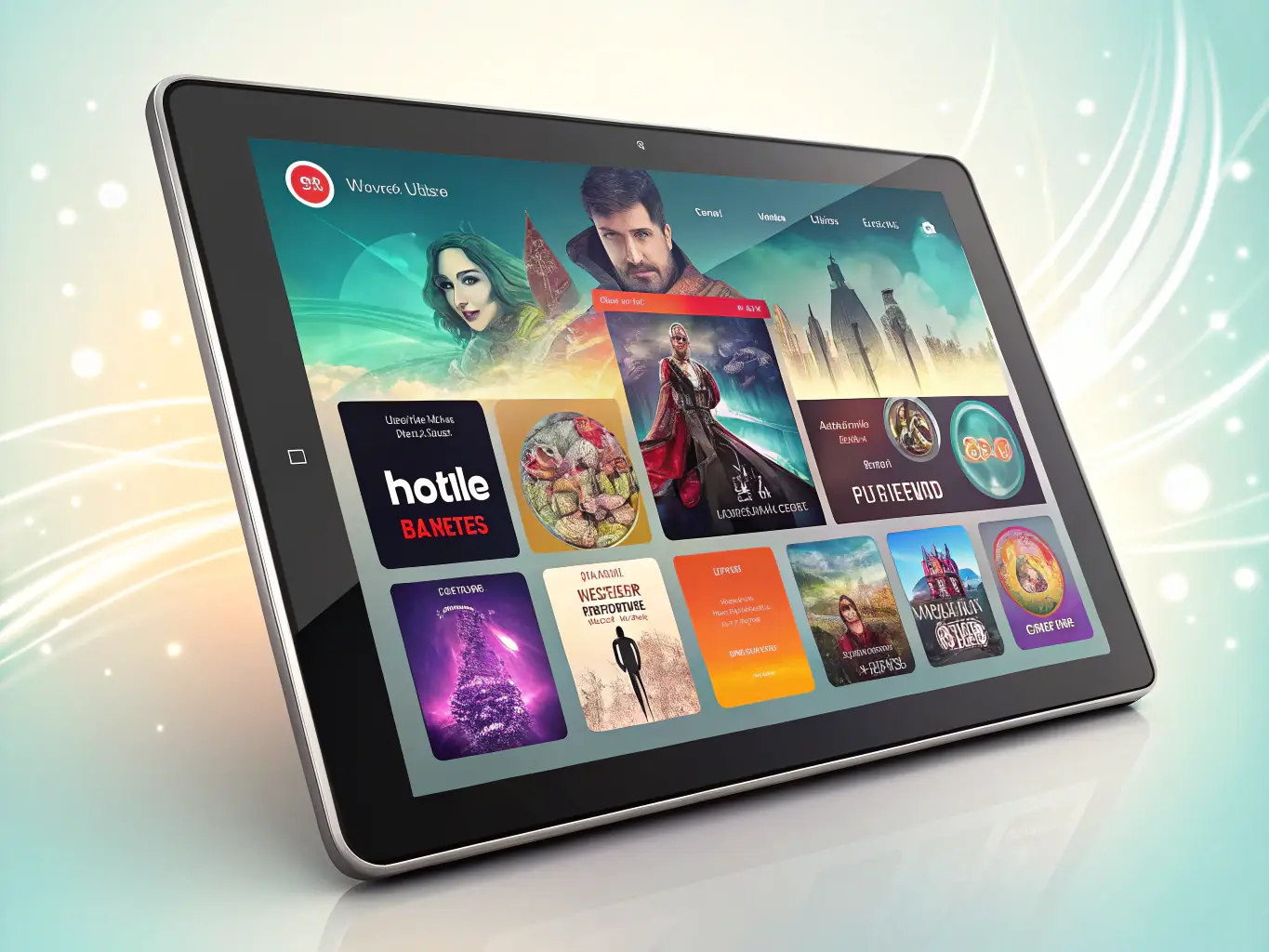 An artistic image displaying a variety of original series and documentaries, with a focus on high-quality production and engaging storytelling.
